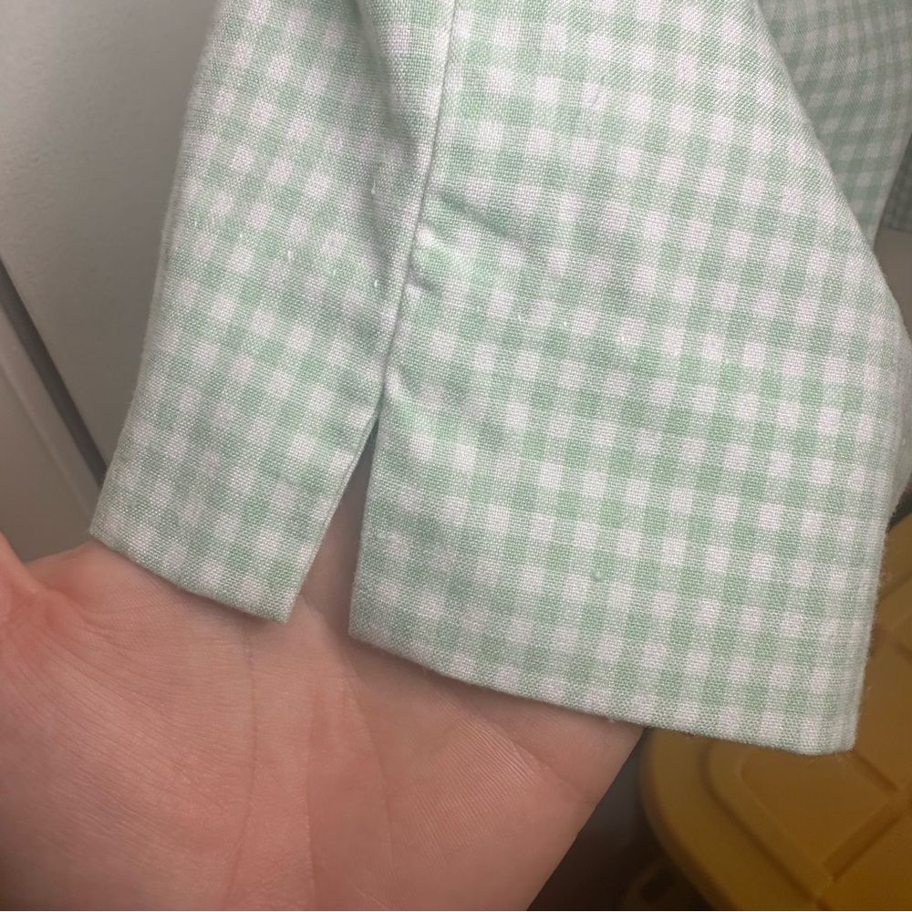 Cottagecore Wide Leg Gingham Capris. Size: 12. Green and White. - Picture 5 of 6